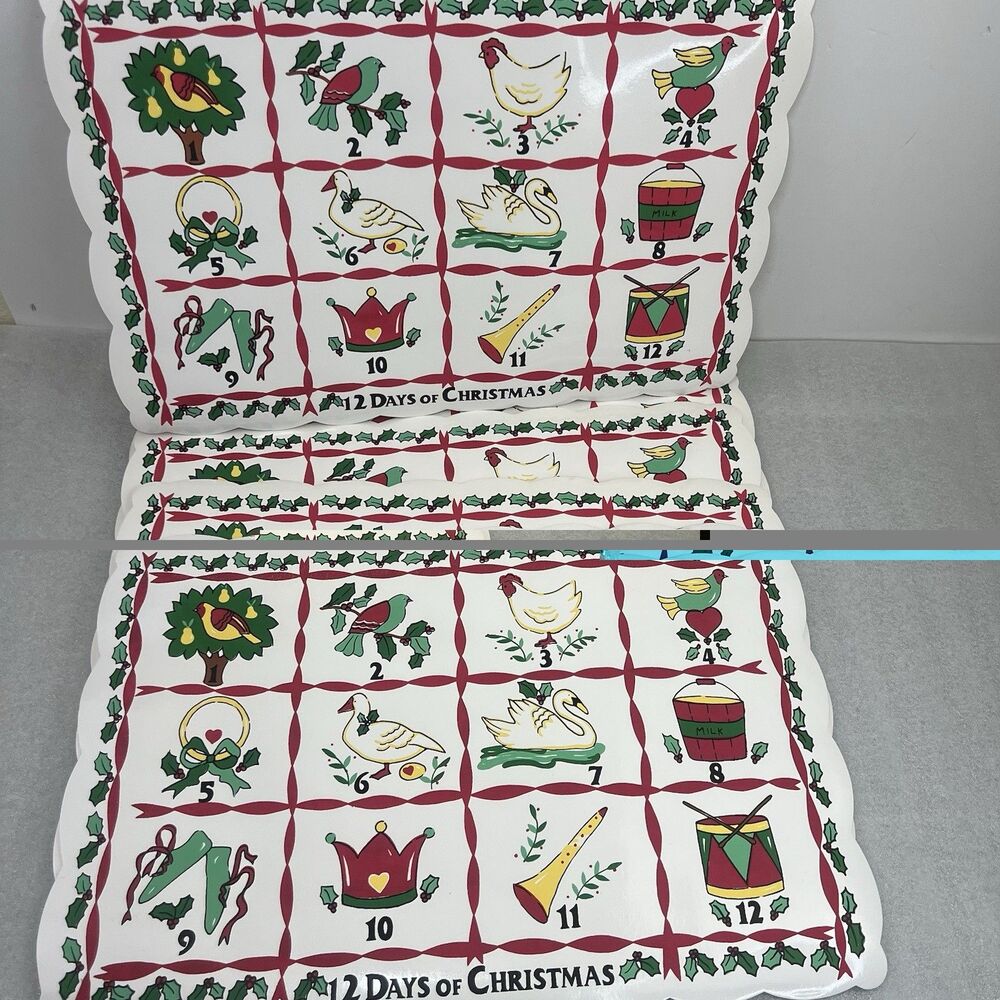 Vintage Town and Country Vinyl Placemats 12 Days Of Christmas Set of 6